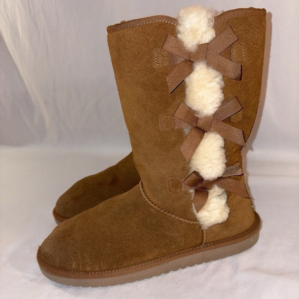 Koolaburra By UGG Victoria Tall Boots Womens 10 Chestnut Embellished Shearling